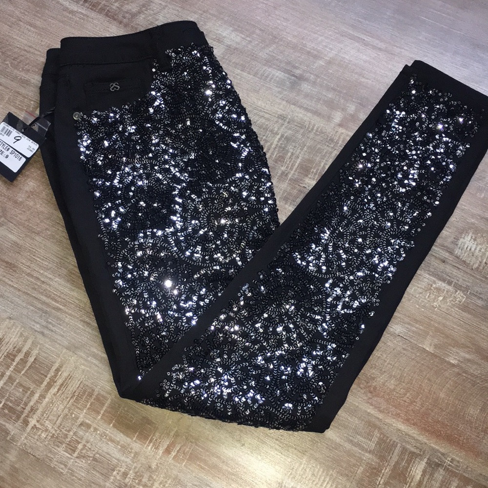 Black Pants with Black & Silver colored sequin